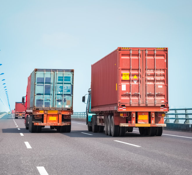 trucks carrying container van